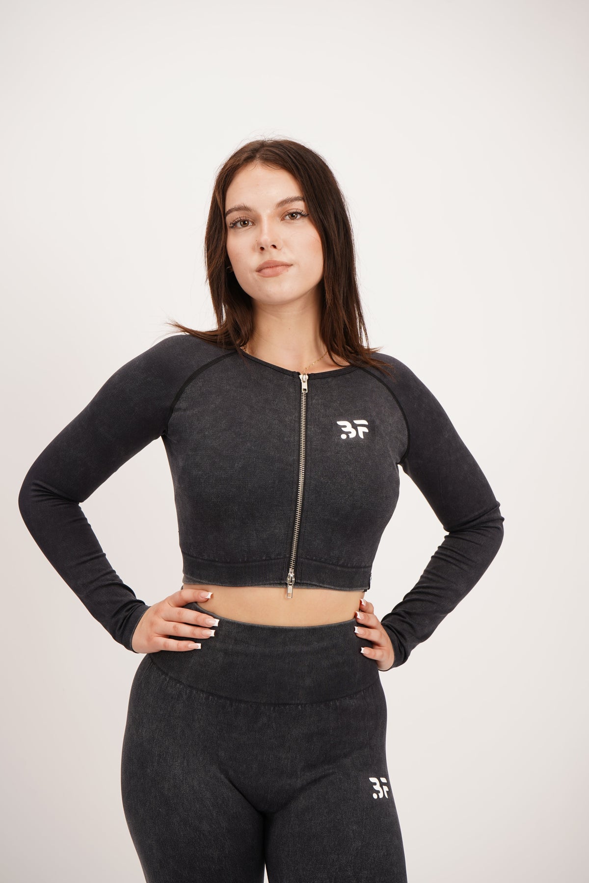 Crop Zipper Stone Grey