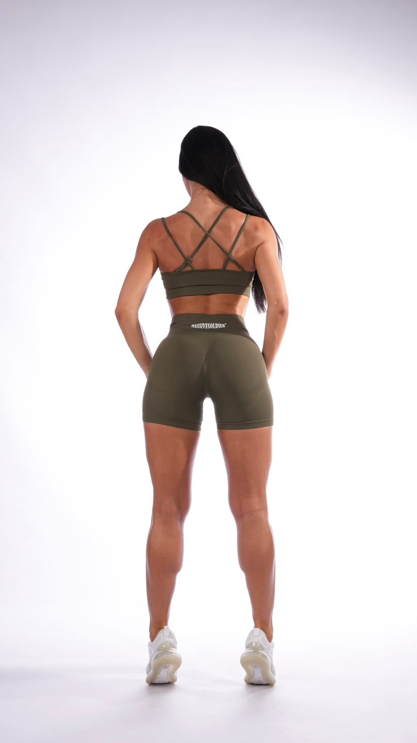 Solid olive scrunch shorts 