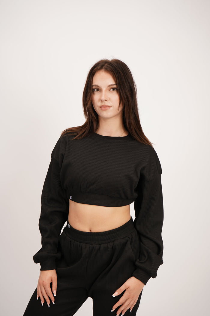 Black Classic Crop Sweater