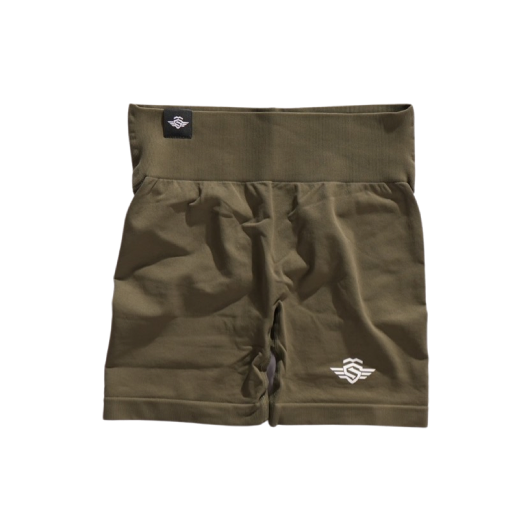 Solid olive scrunch shorts 