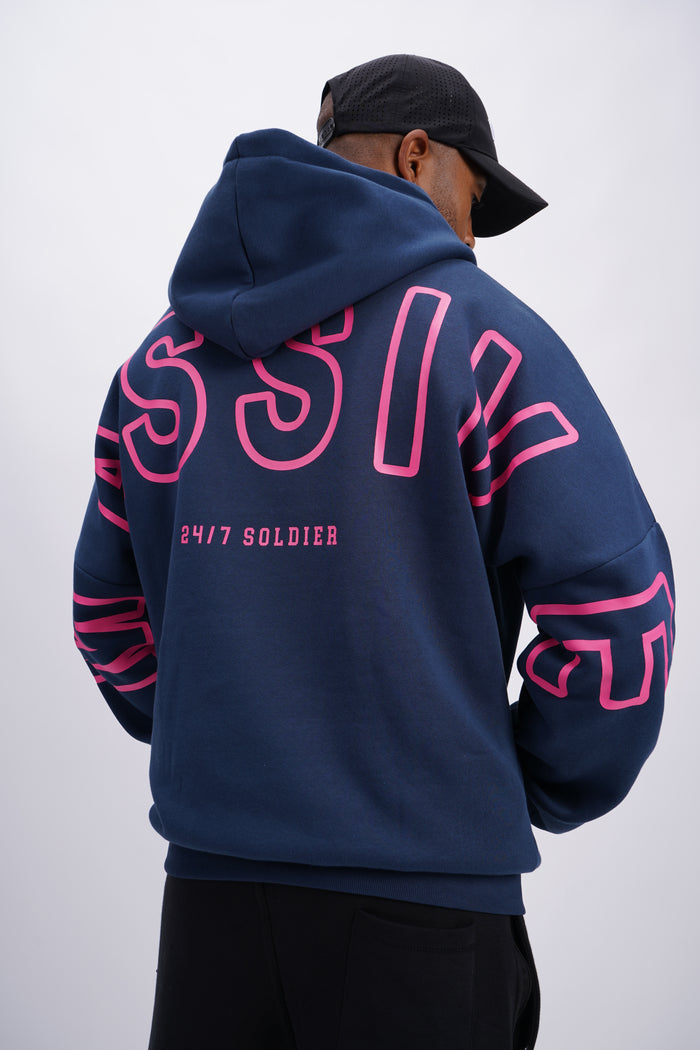 Big Massive Crazy Hoodie Pink On Navy – Massive Soldier Sportbekleidung