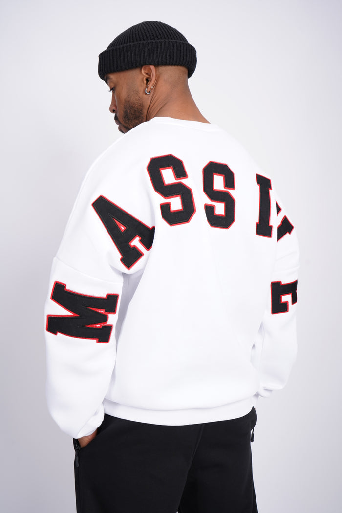College Stick Sweater White – Massive Soldier Sportbekleidung