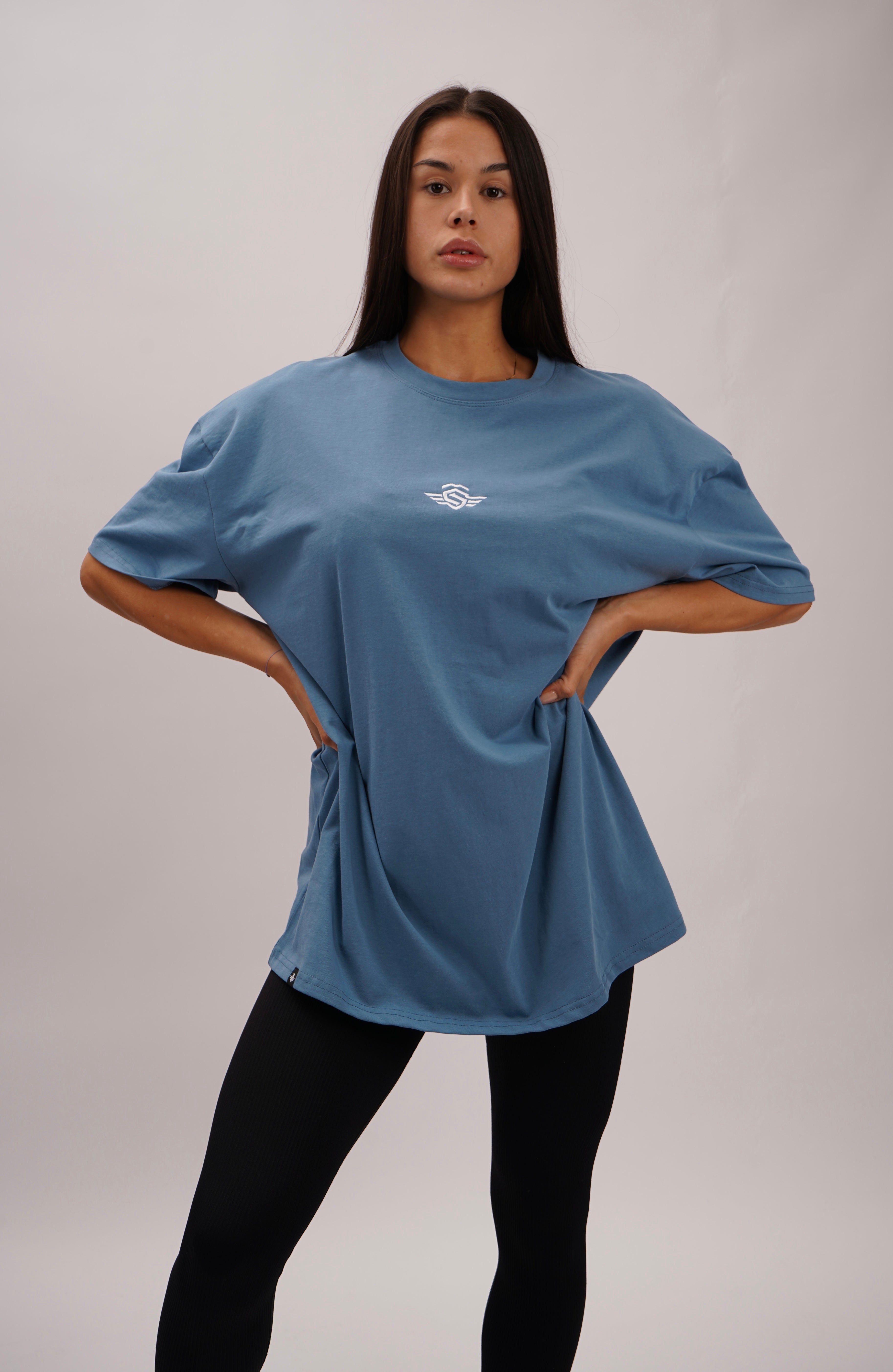 BODYBUILDING SHIRT SEA BLUE OVERSIZE