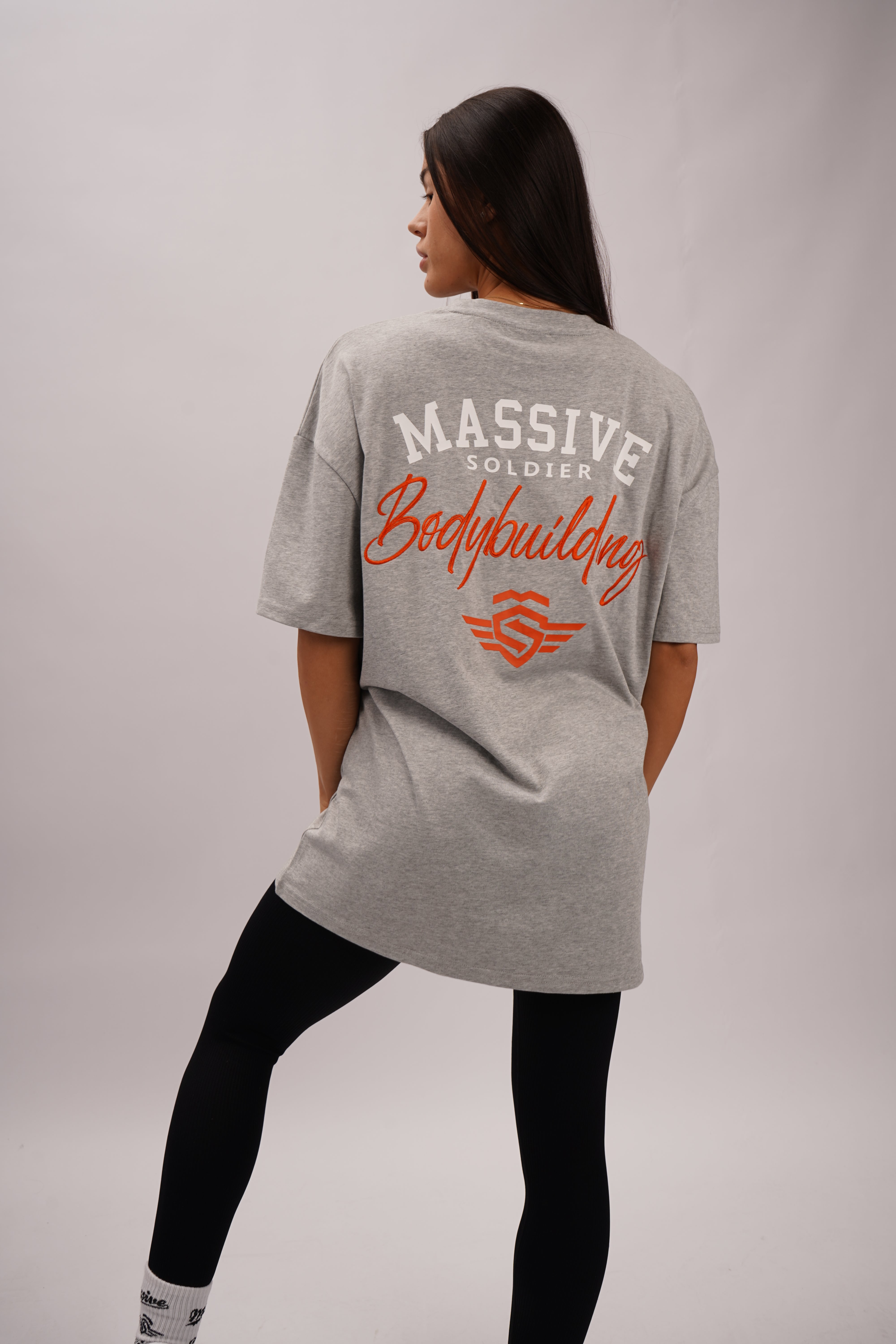 BODYBUILDING SHIRT GRAU OVERSIZE