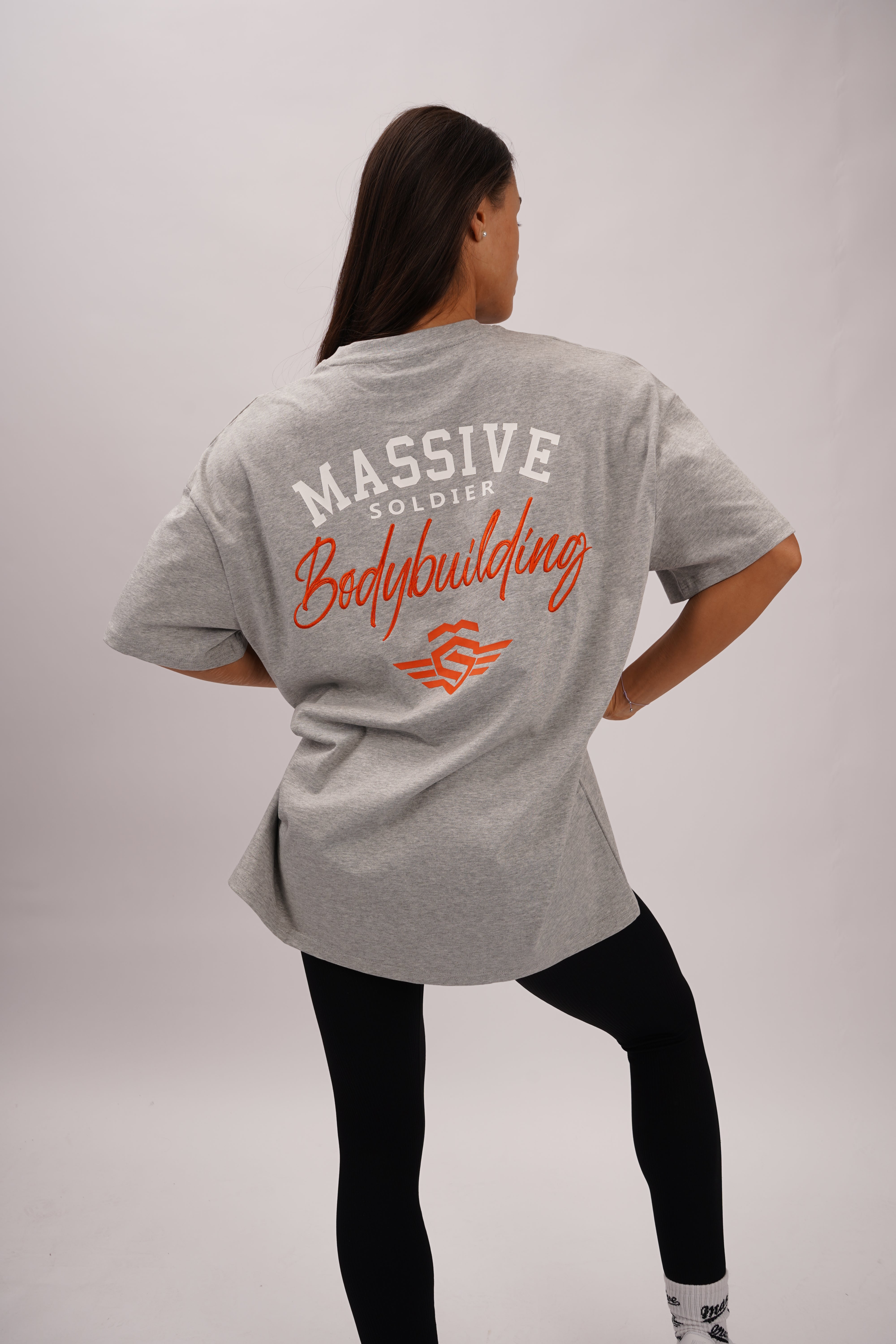 BODYBUILDING SHIRT GRAU OVERSIZE