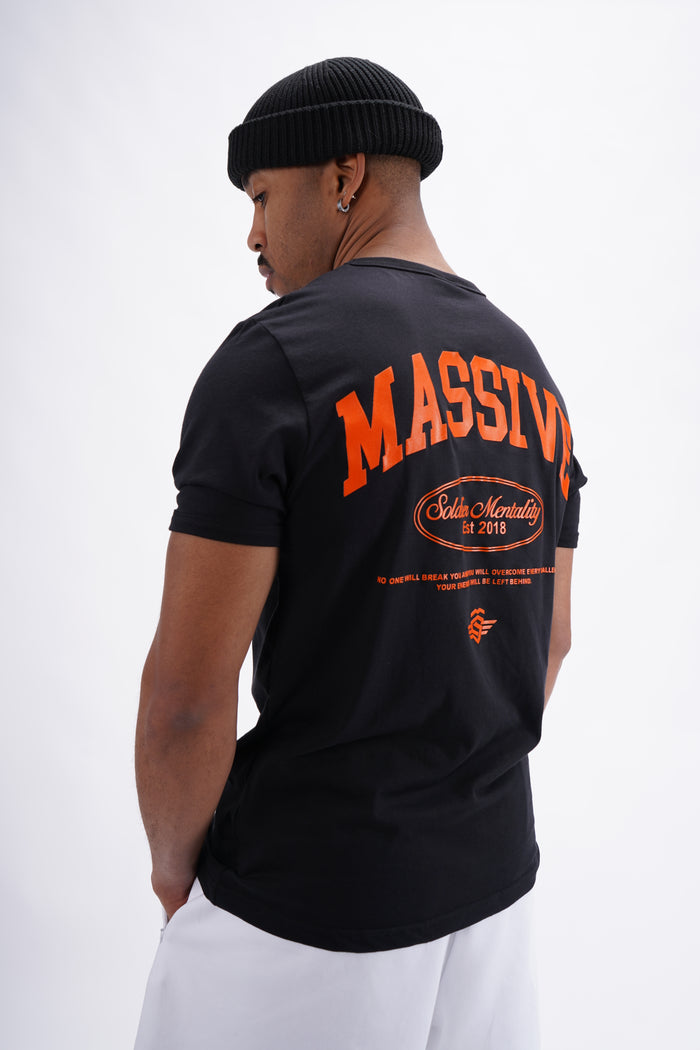 Massive Mentality Basic Slim Shirt Black & Orange – Massive Soldier Oversize-Shirt