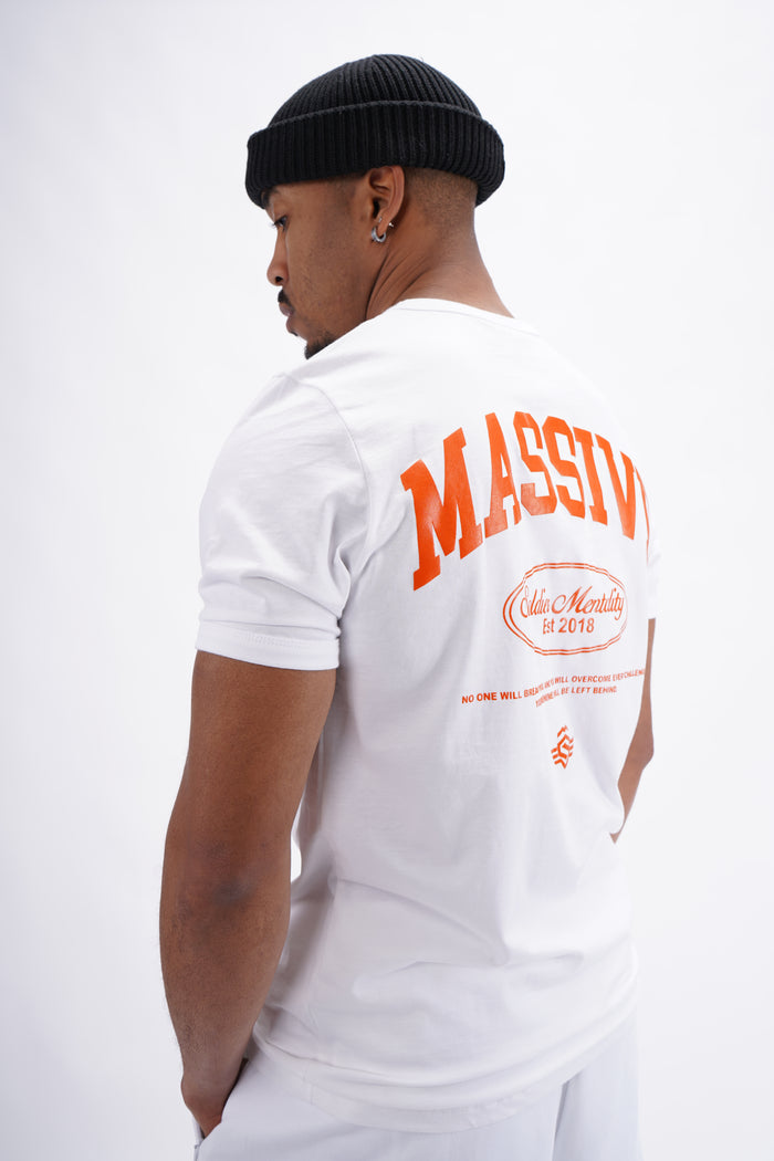Massive Mentality Basic Slim Shirt white & orange – Massive Soldier Oversize-Shirt