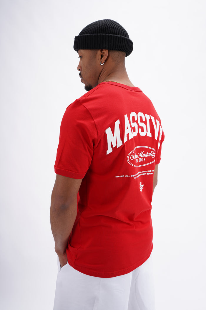 Massive Mentality Basic Slim Shirt Red & White – Massive Soldier Oversize-Shirt