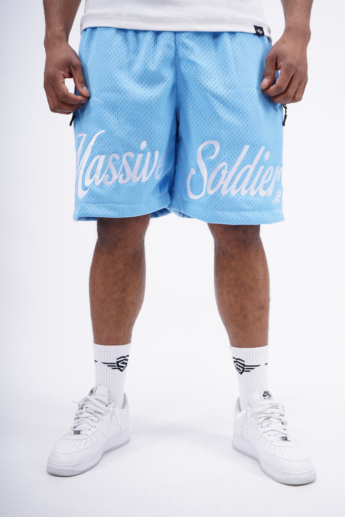 Massive Statement Mesh Shorts Light Blue – Massive Soldier Sportbekleidung