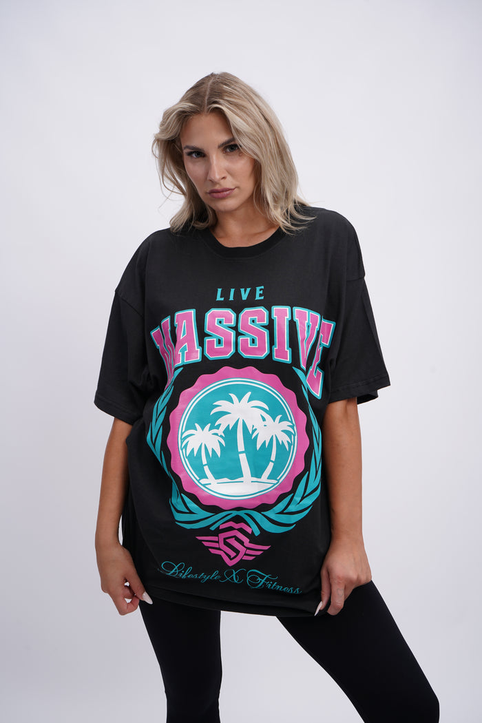 Live Massive Miami Night Oversize Shirt Black – Massive Soldier Oversize-Shirt