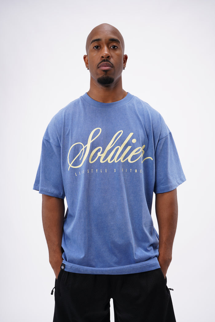 ACID WASH SOLDIER OVERSIZE SHIRT BLUE