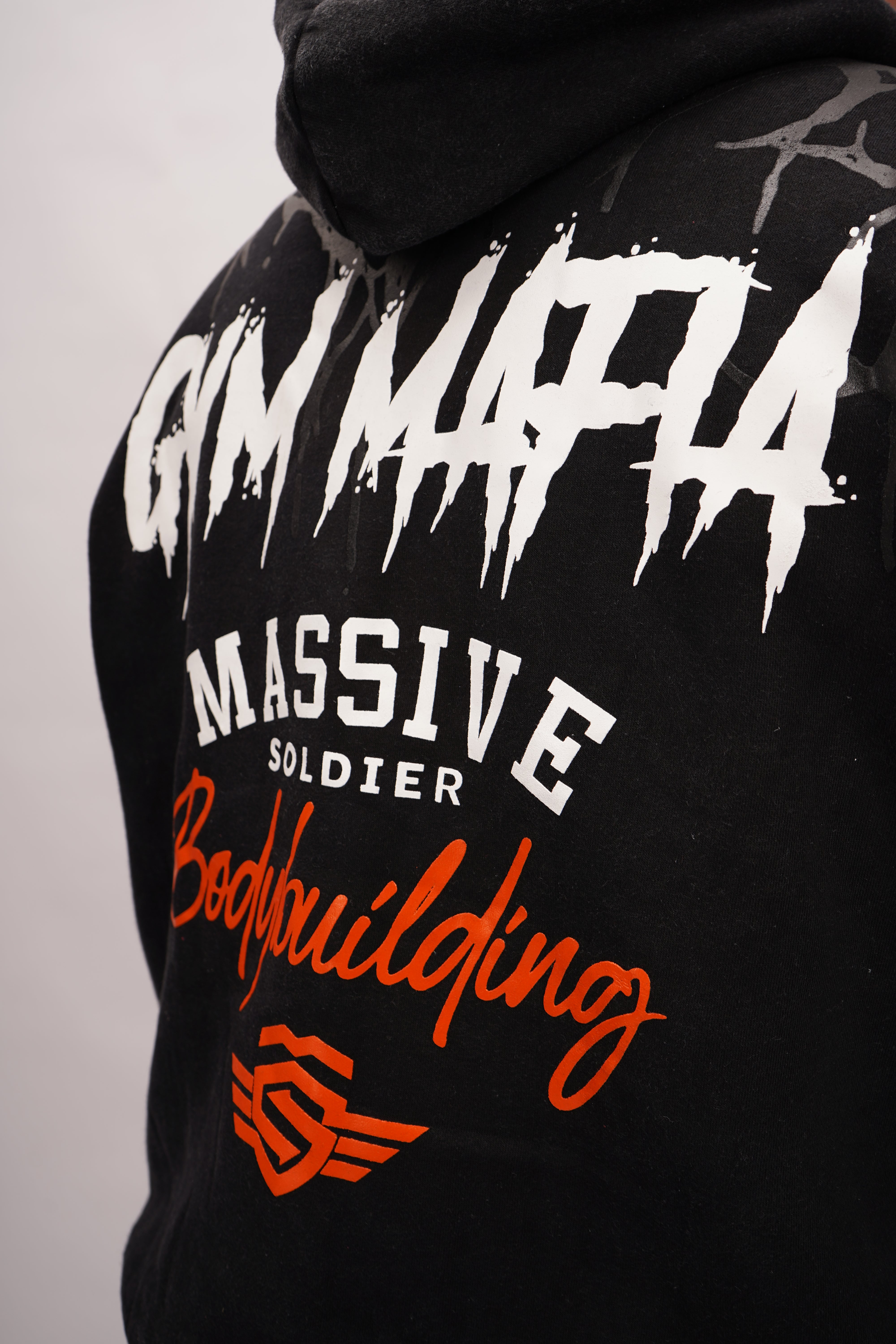 Massive Soldier Gym Mafia Acid Bodybuilding Black Hoodie