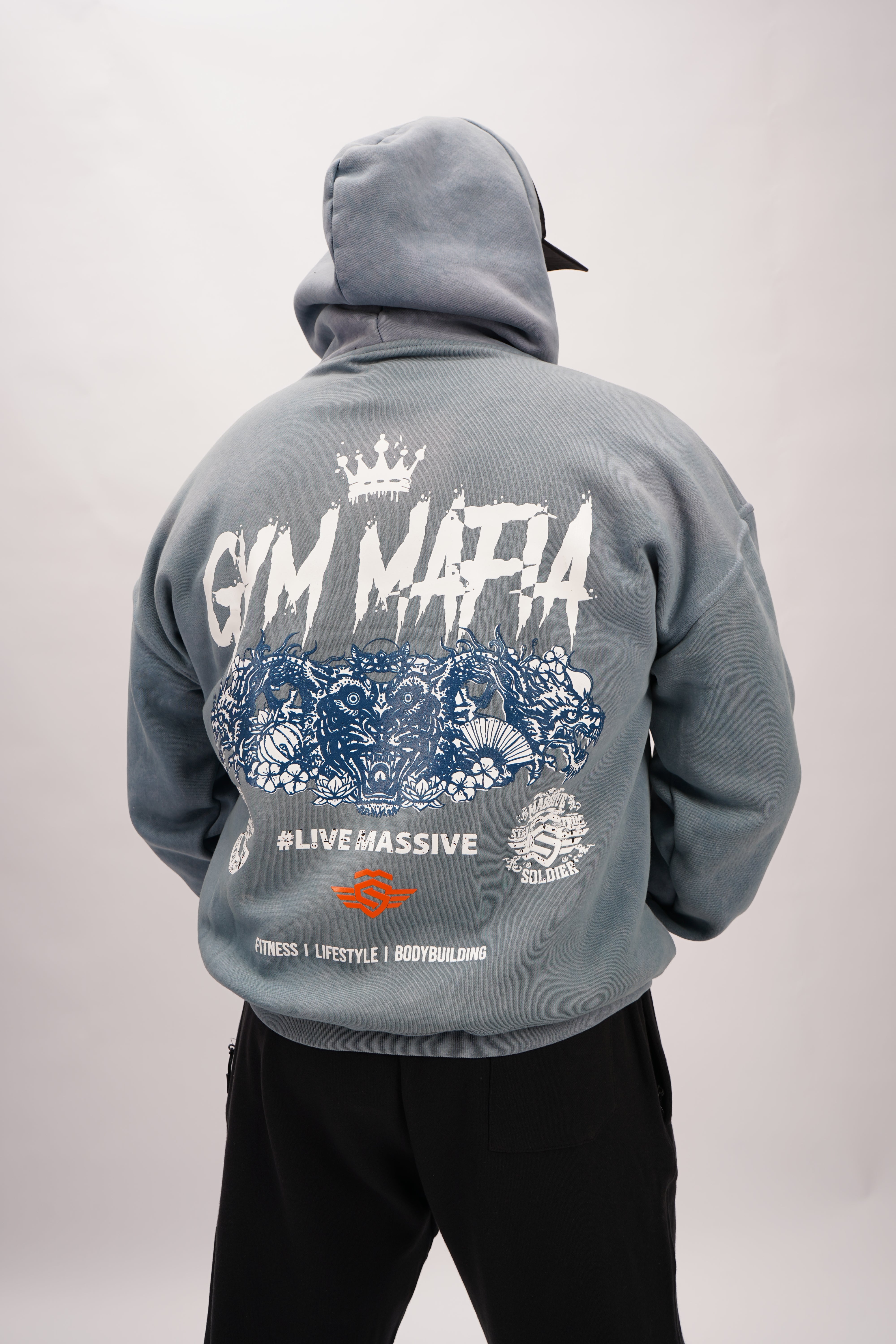 Massive Soldier Gym Mafia Acid Blue Lifestyle Hoodie