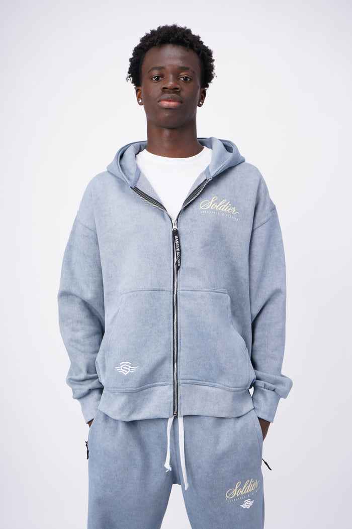 MASSIVE SOLDIER ACID WASH BLUE ZIPPER