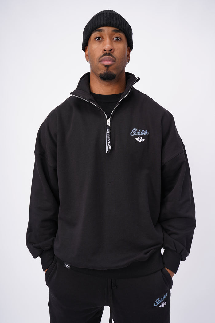 SOLDIER HALF ZIPPER SWEATER BLACK