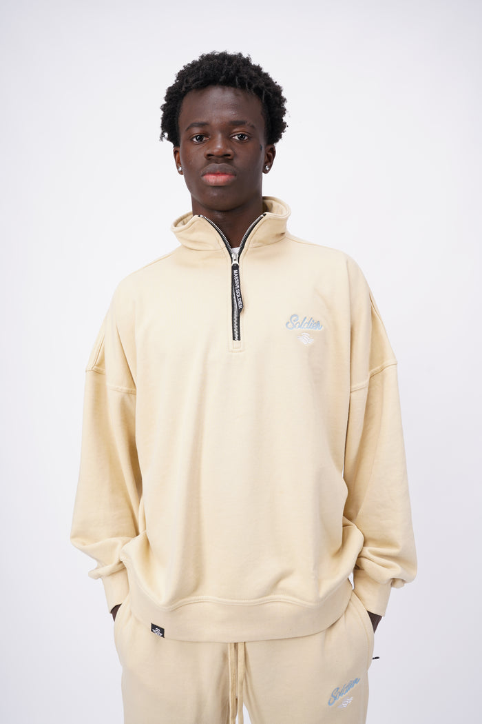 SOLDIER HALF ZIPPER SWEATER BEIGE