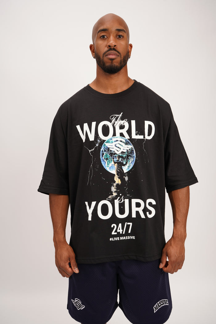 The World is Yours Big Oversize Tee Black – Massive Soldier Oversize-Shirt