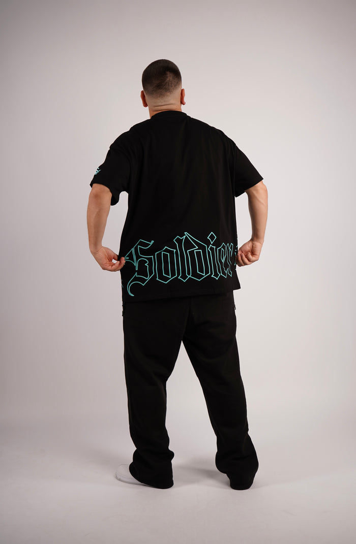 Massive Soldier 360 OG Oversize Shirt Black türkis – Massive Soldier Oversize-Shirt