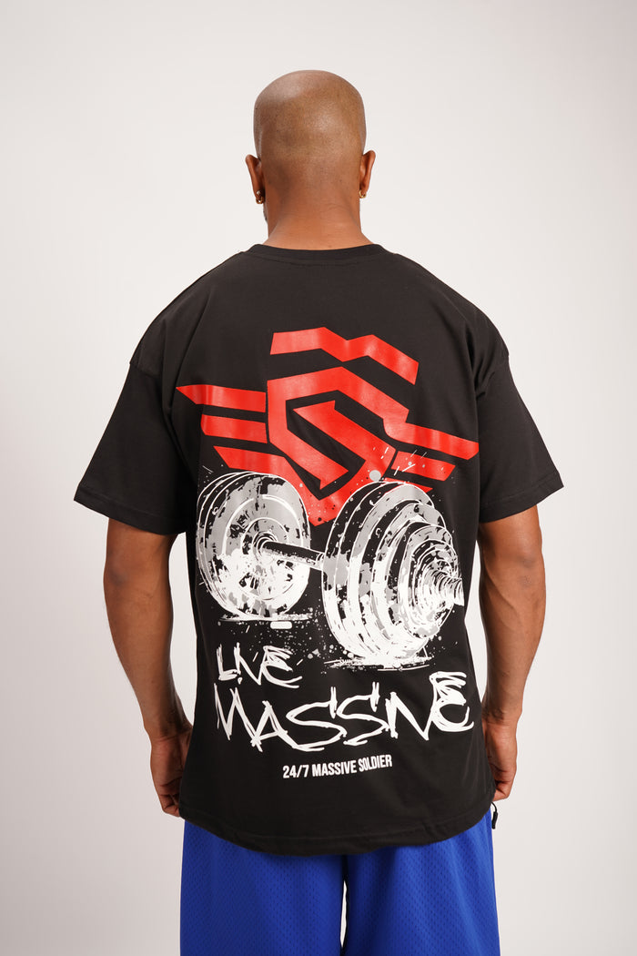 L!VE Massive Dumbbell Oversize Black – Massive Soldier Oversize-Shirt