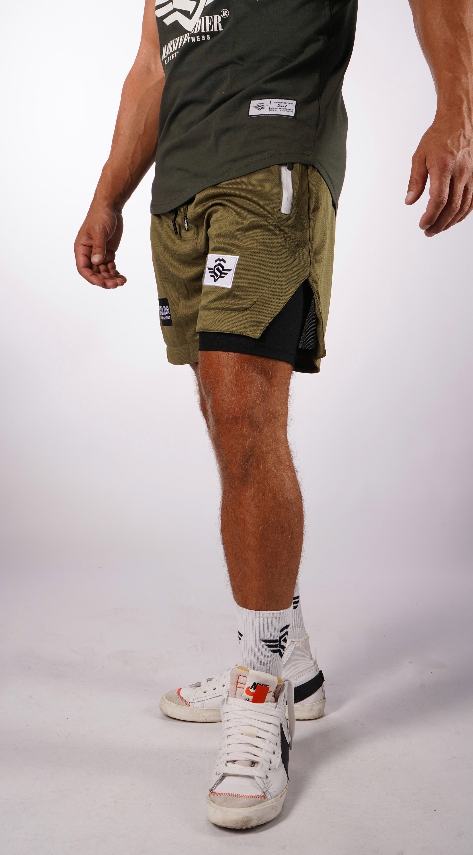 Double Layer Shorts Olive